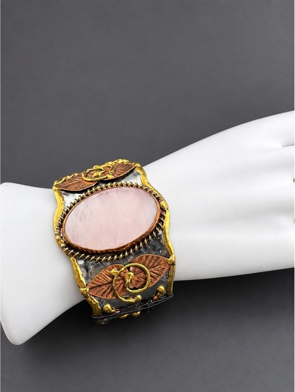 Mixed Metal and Rose Quartz Bracelet